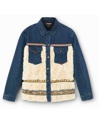 Desigual - Chaqueta Híbrida Vaquera Borreguito - Lyst