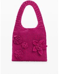 Desigual - Crochet Bag With Flowers, Cotton - Lyst