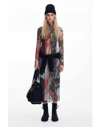 Desigual - Printed Tulle Midi Dress, Polyester - Lyst