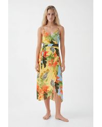 Desigual - Tropical Wrap Midi Dress, Viscose - Lyst