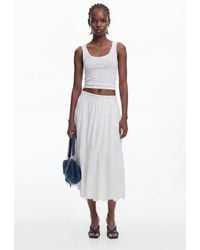 Desigual - Long Embroidered Skirt, Cotton - Lyst