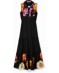 Desigual - Vestido Largo Camisero Flores M. Christian Lacroix - Lyst