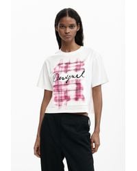Desigual - Checked Logo T-Shirt - Lyst