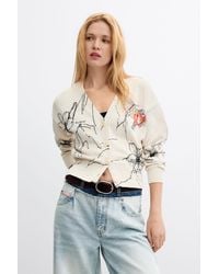 Desigual - Floral Print Cardigan, Cotton - Lyst