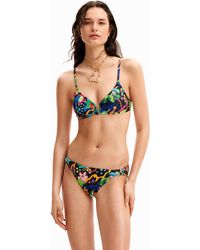 Desigual - Jungle Design Triangle Bikini Top - Lyst