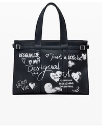 Desigual - Large Faux Leather Shopper Bag With Letters, Polyurethane - Lyst