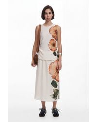 Desigual - Floral Midi Skirt - Lyst