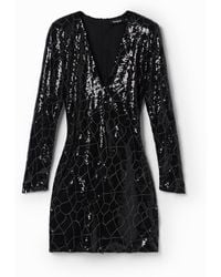 Desigual - Short Sequinned Dress, Polyester - Lyst