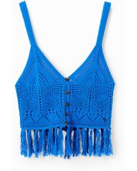 Desigual - Crochet Crop Top, Cotton - Lyst