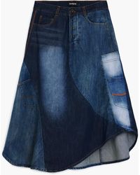Desigual - Patchwork-Jeansrock, Baumwolle, Blau - Lyst