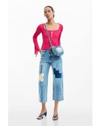 Desigual - Crochet Patch Denim Trousers, Cotton - Lyst