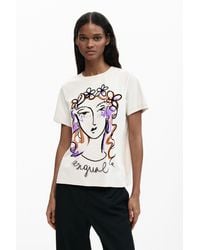 Desigual - Printed Face T-Shirt, Cotton - Lyst