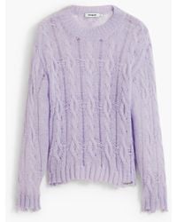 Desigual - Cable-Knit Sweater With Distressed Details - Lyst