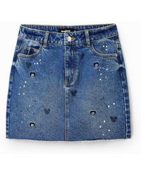 Desigual - Disney's Mickey Mouse Denim Mini Skirt, Cotton - Lyst