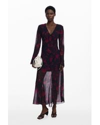 Desigual - Floral Flowy Long Dress, Polyester - Lyst