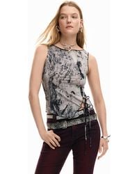 Desigual - T-Shirt Photo Tied, Viscose - Lyst