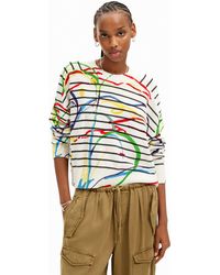 Desigual - Short Striped Arty Pullover - Lyst