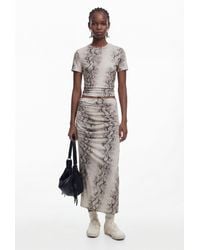 Desigual - Draped Animal Skirt, Polyester - Lyst