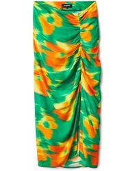 Desigual - Slim Midi Skirt With Slit, Viscose - Lyst