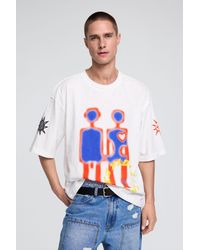 Desigual - Camiseta Estampada Robots, Hombre, Algodon, Blanco - Lyst