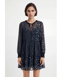Desigual - Short Floral Chiffon Dress, Polyester - Lyst