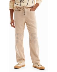 Desigual - Trousers With Floral Details - Lyst