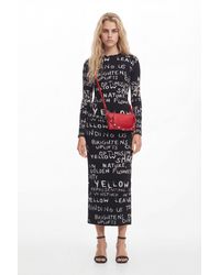 Desigual - Midi Dress With Phrases, Viscose - Lyst