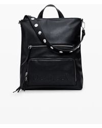 Desigual - Medium Faux Leather Effect Logo Backpack, Polyurethane - Lyst