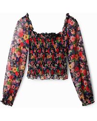 Desigual - Geblümtes Tüll-Shirt - Lyst