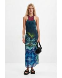 Desigual - Long Arty Tie-Dye Dress, Viscose - Lyst