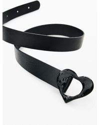 Desigual - Cinturón Corazón Piel, Mujer, Cow Leather, Negro - Lyst