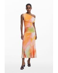 Desigual - Asymmetrisches Langes Kleid, Damen, Viskose, Rot - Lyst