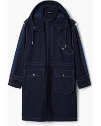 Desigual - Hooded Denim Utility Parka - Lyst