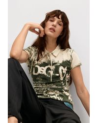 Desigual - Printed Polo T-Shirt, Cotton - Lyst