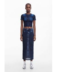 Desigual - Denim-Effect Skirt, Cotton - Lyst