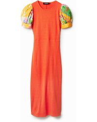 Desigual - Back Neckline Midi Dress - Lyst