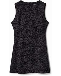 Desigual - Short Slim Dress With Animal Print - Lyst