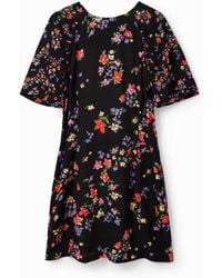 Desigual - Short Floral Dress, Viscose - Lyst