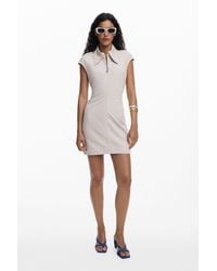 Desigual - Abito Slim A Righe Con Maniche Corte - Lyst