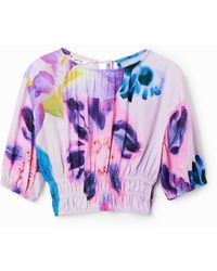 Desigual - M. Christian Lacroix Short Floral Blouse, Viscose - Lyst