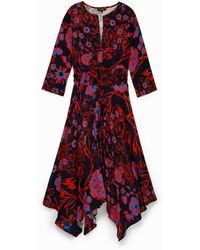 Desigual - Boho Midi Dress With Floral Print - Lyst
