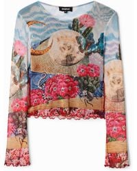 Desigual - Short Slim Fantasy T-Shirt, Polyester - Lyst