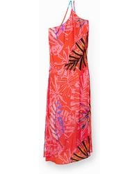 Desigual - Tropical Asymmetric Midi Dress, Viscose - Lyst