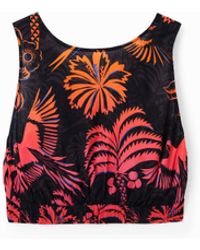 Desigual - Short Tropical Top With Straps, Viscose - Lyst