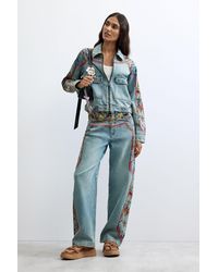 Desigual - Printed Denim Trousers, Cotton - Lyst