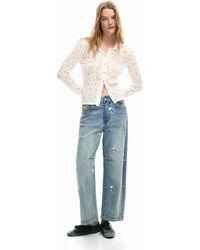 Desigual - Embroidered Jeans, Cotton - Lyst