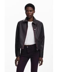 Desigual - Chaqueta Efecto Piel Burdeos - Lyst