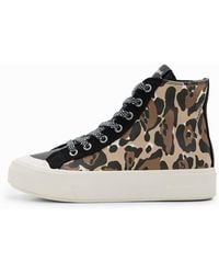 Desigual - High-Top Animal Print Sneakers - Lyst
