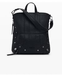 Desigual - Petit Sac À Dos Effet Cuir Patchwork, Femme, Polyuréthane, Noir - Lyst