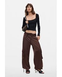 Desigual - Satin Cargo Pants, Polyester - Lyst